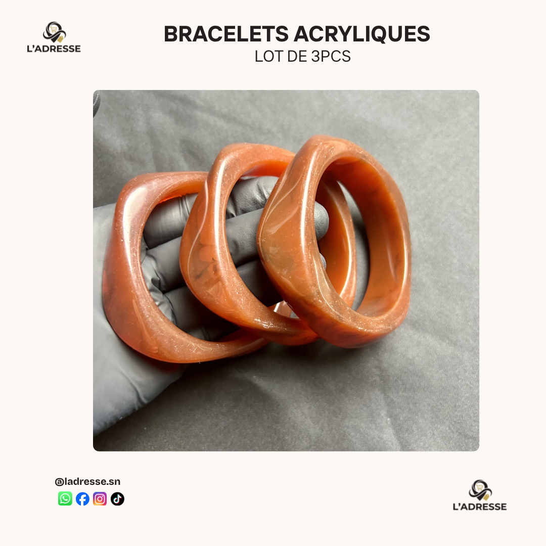 Lot de 3 Bracelets Bangles en Résine - Coloris Assortis/ WhatsApp pour choisir