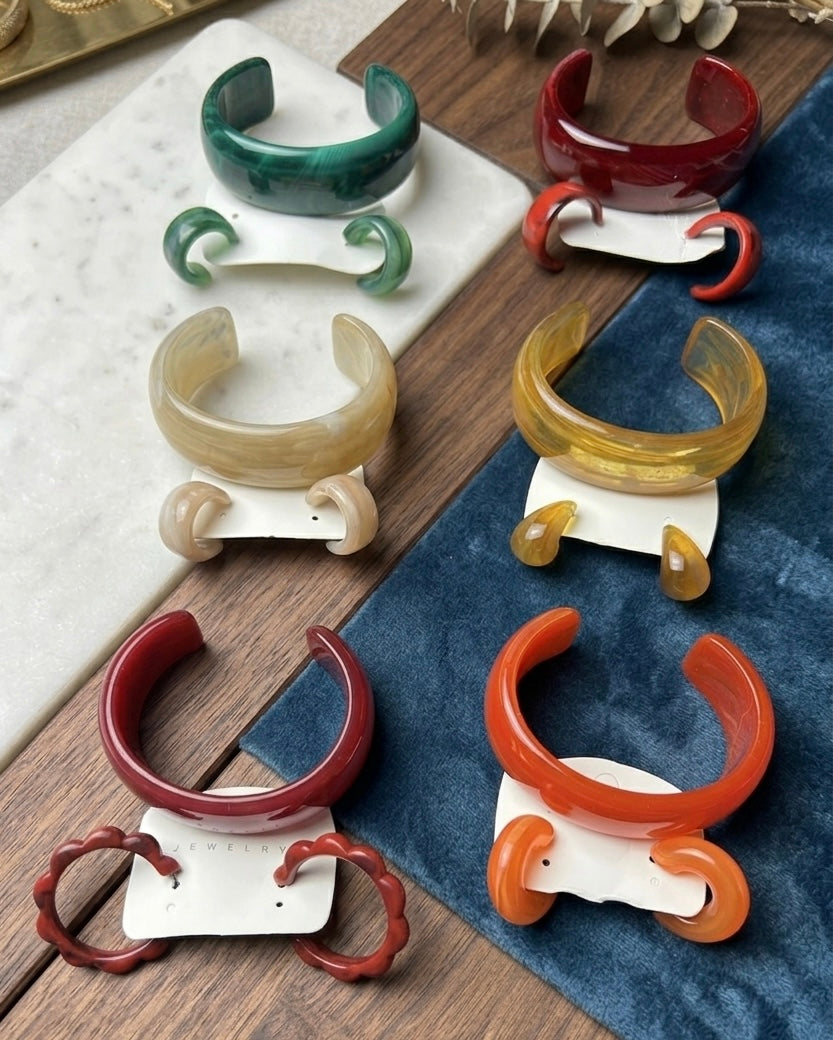 Ensemble Bracelet et Boucles d'Oreilles Effet Marbré - Lot de 2/ WhatsApp pour choisir
