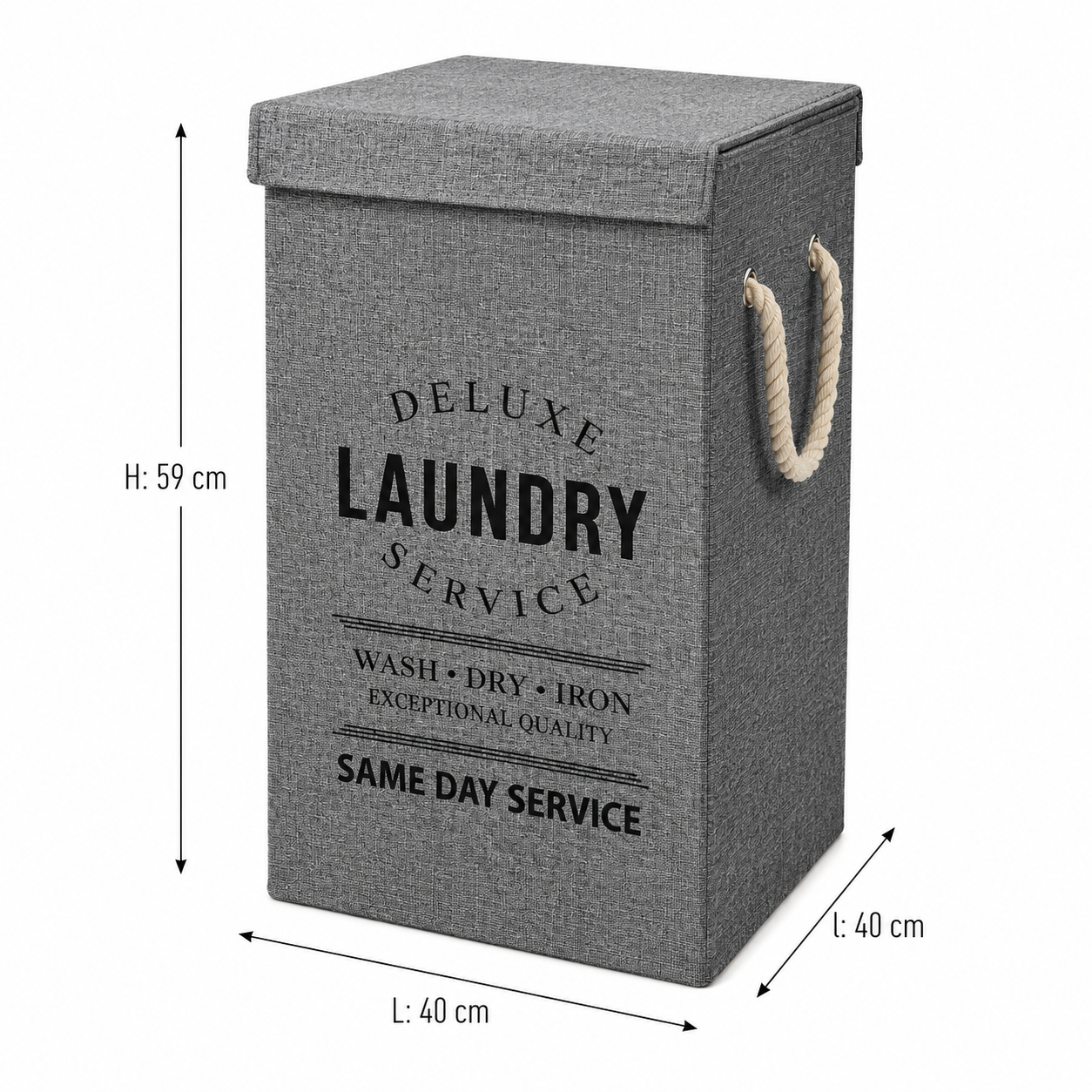 Panier à linge - Motif Deluxe Laundry Service (Gris)