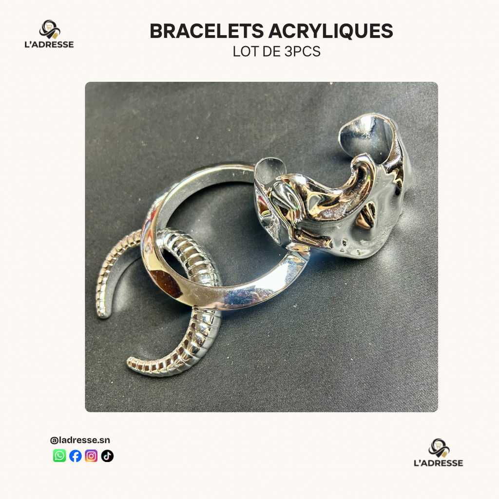 Lot de 3 Bracelets Bangles Argentés/ WhatsApp pour choisir.