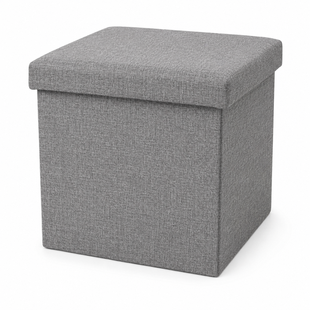 Pouf coffre de rangement pliable - Gris