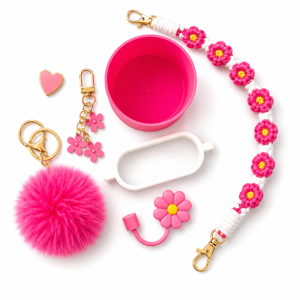 Kit Accessoires Gourde/ Gobelet 6-en-1 — Édition Fleurs