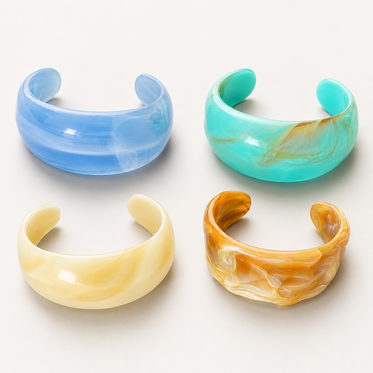Lot de 3 Bracelets Manchettes Effet Marbré - Coloris Pastel/ WhatsApp pour plus de choix.