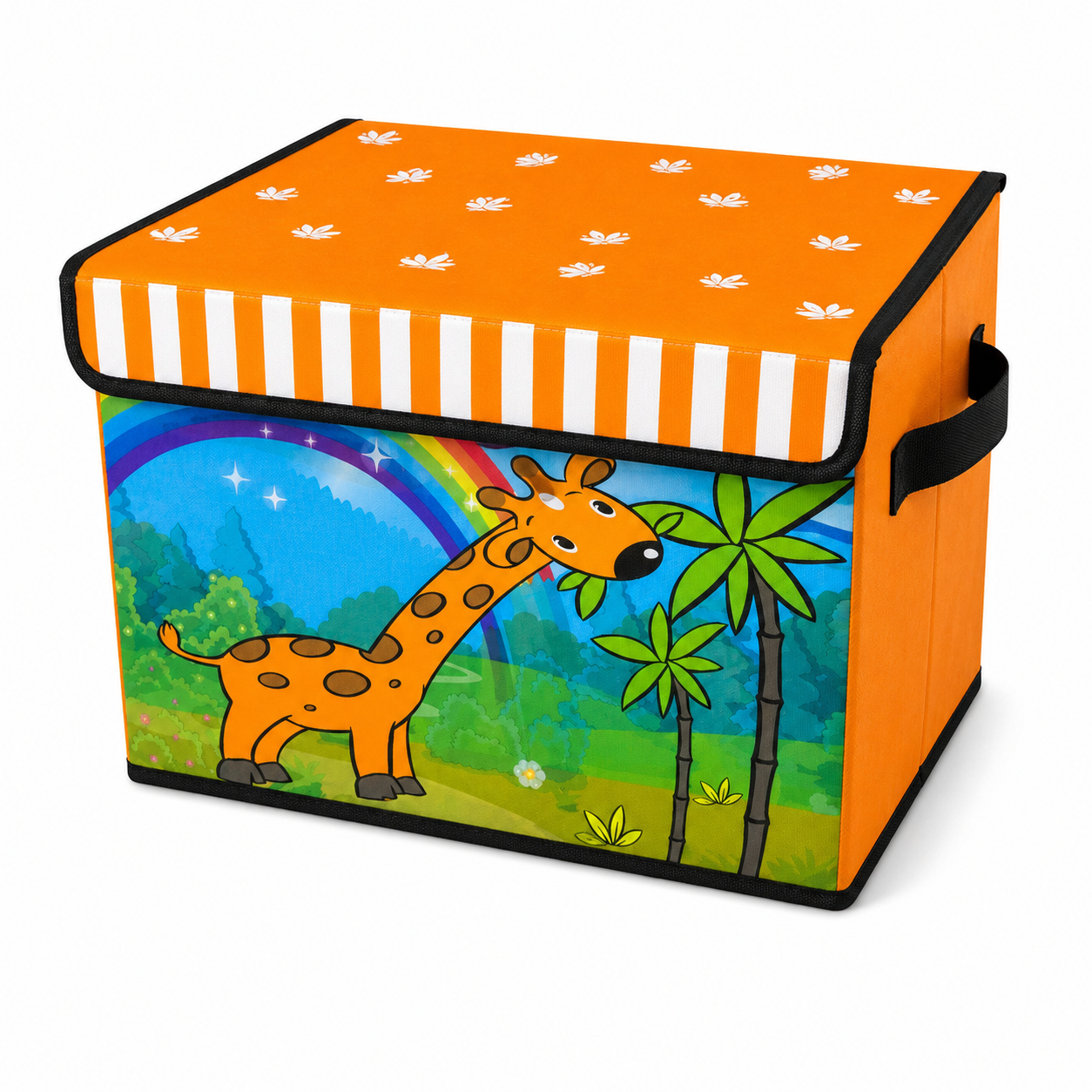 Coffre de rangement pliable - Motif Girafe & Arc-en-ciel