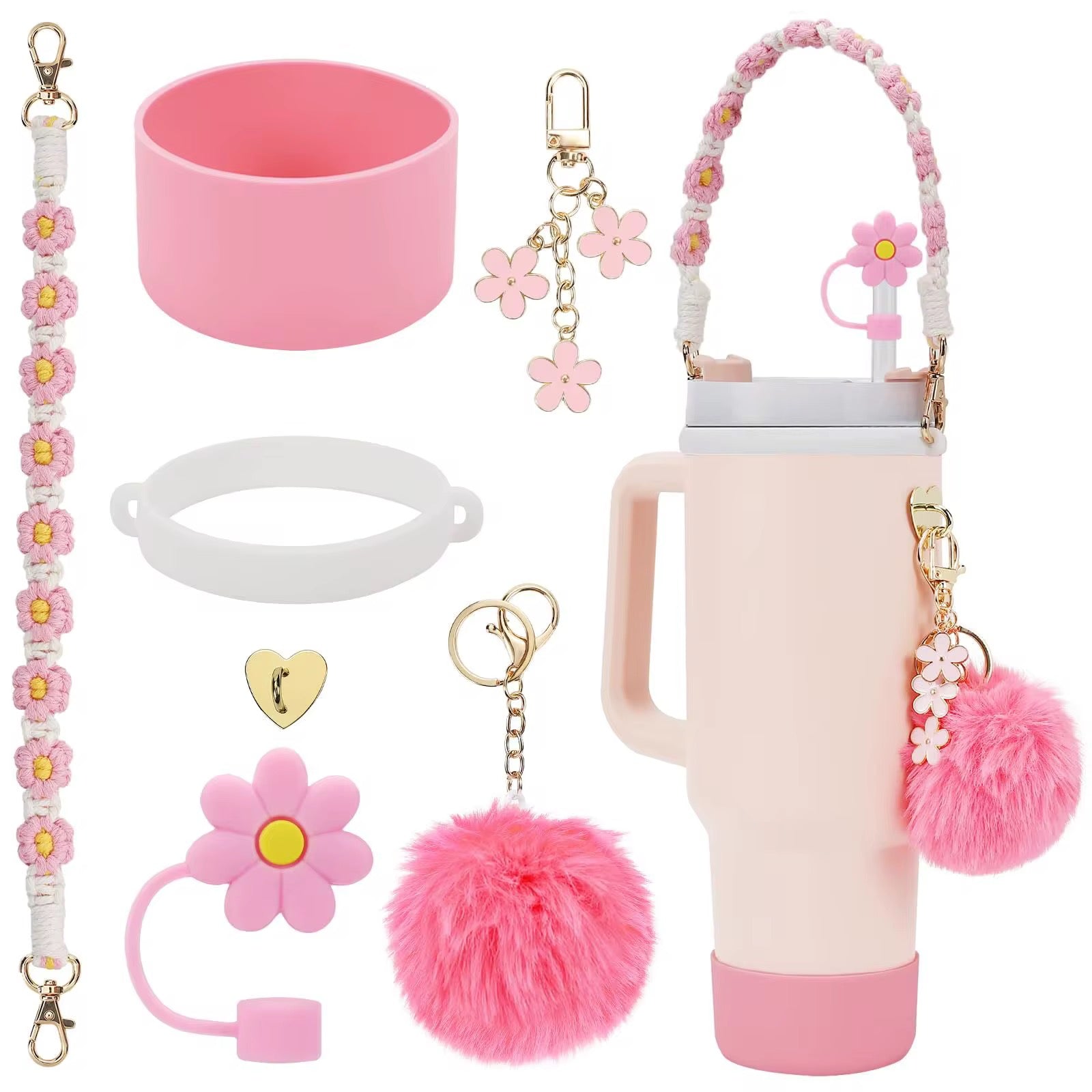 Kit Accessoires Gourde/ Gobelet 6-en-1 — Édition Fleurs