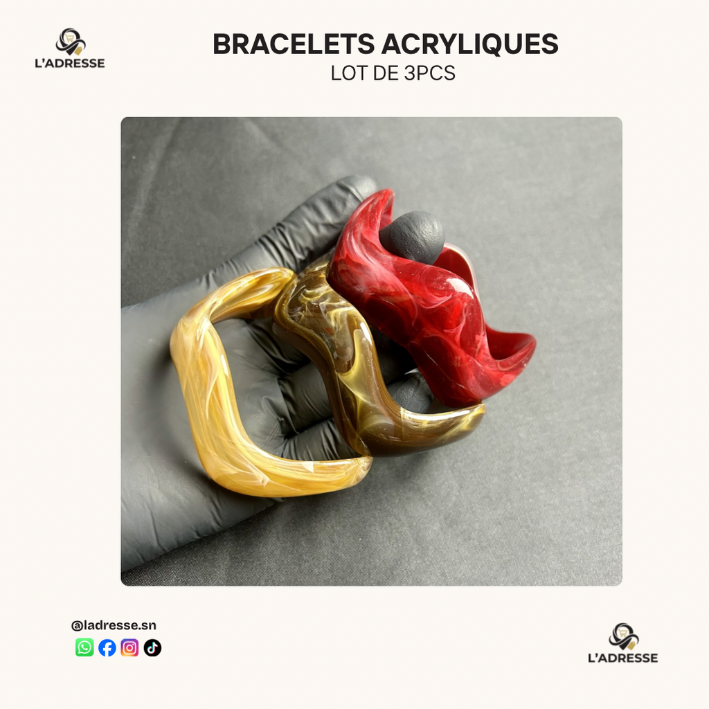 Lot de 3 Bracelets Bangles en Résine - Coloris Assortis/ WhatsApp pour choisir