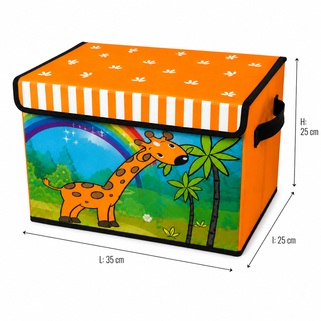 Coffre de rangement pliable - Motif Girafe & Arc-en-ciel