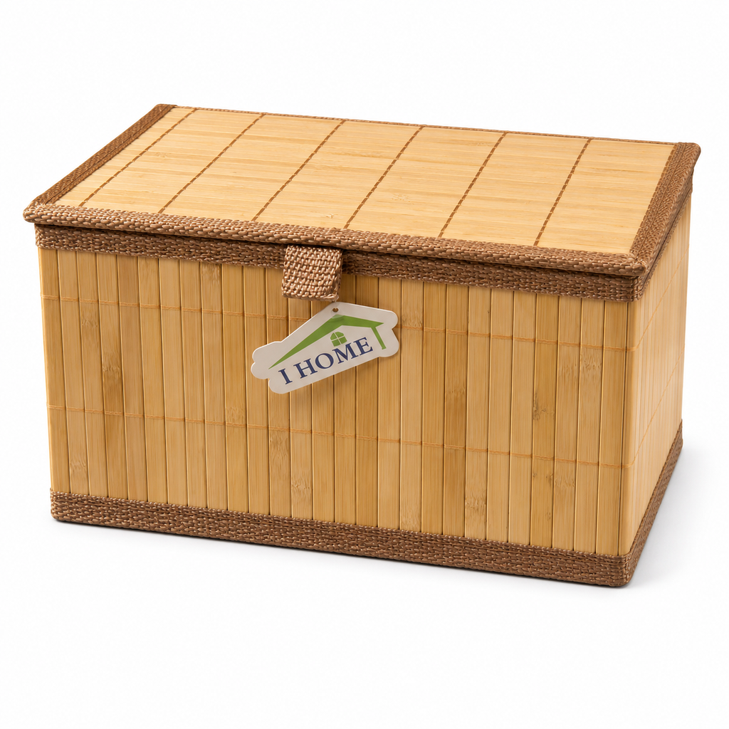 Coffre ou Boîte de rangement en bambou tressé