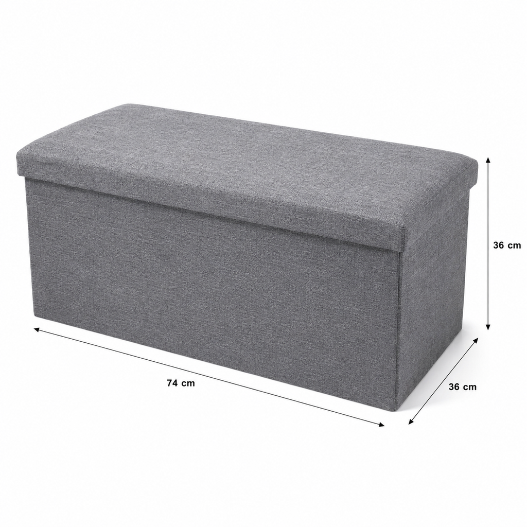 Grand banc coffre de rangement pliable 2 Places - Gris