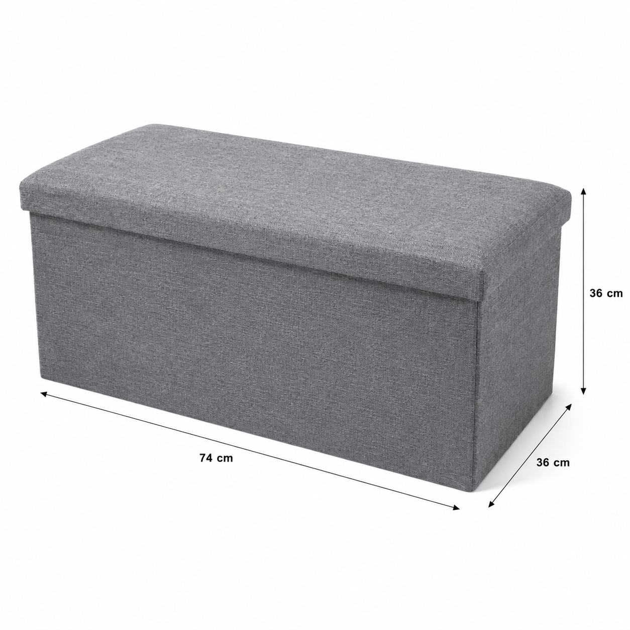 Grand banc coffre de rangement pliable 2 Places - Gris