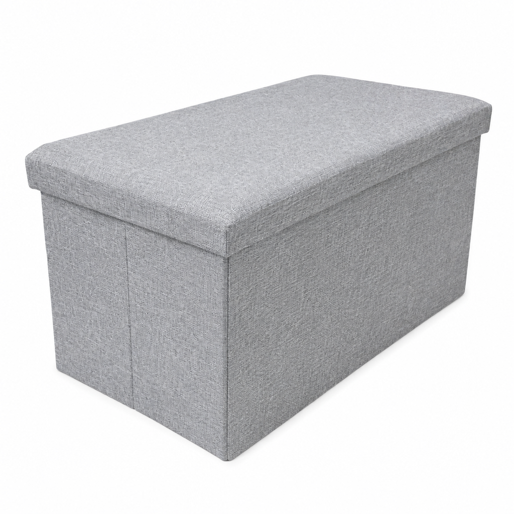 Grand banc coffre de rangement pliable 2 Places - Gris