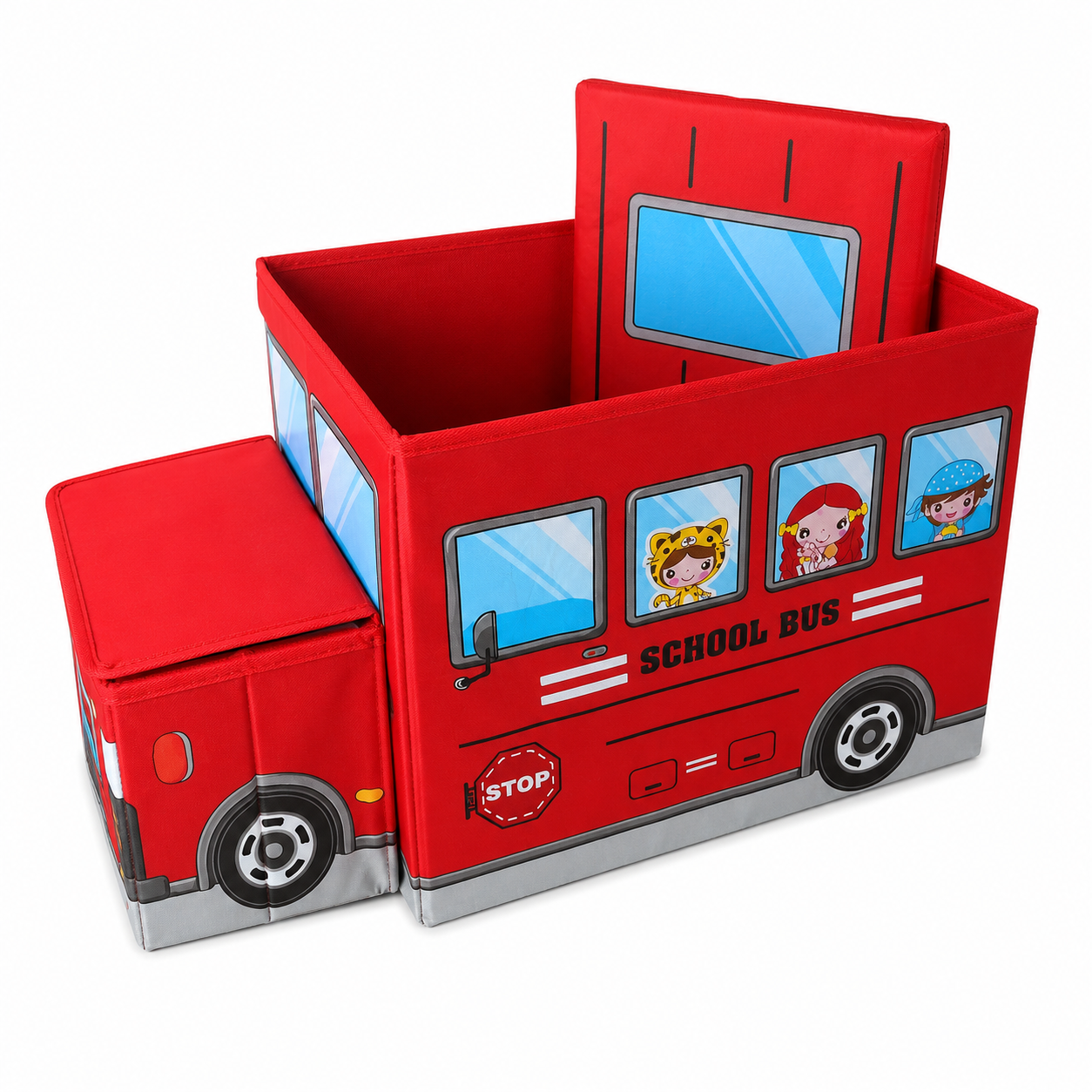 Coffre de rangement pliable - Motif School Bus (Rouge)
