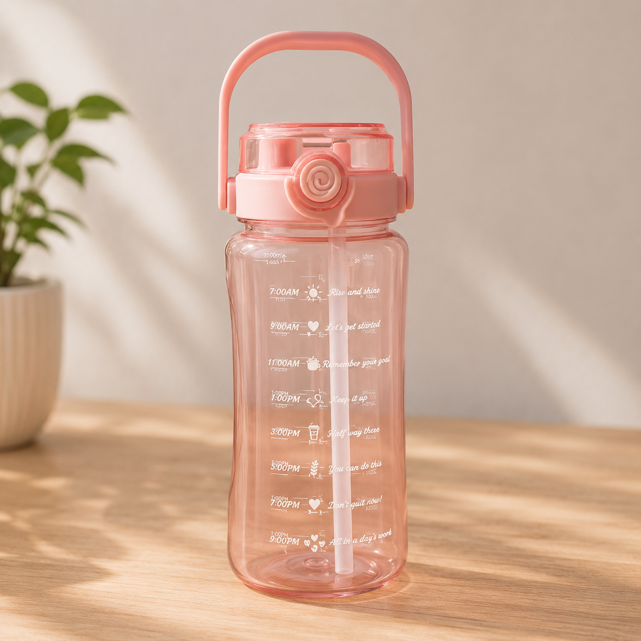 Gourde Motivante 1,5L avec Paille - Rappels Horaires