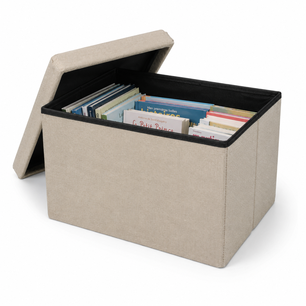 Banc coffre de rangement pliable - Beige