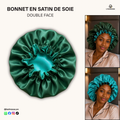 Bonnet en satin pour cheveux Réversible (fleur) - Vert foncé & Vert clair