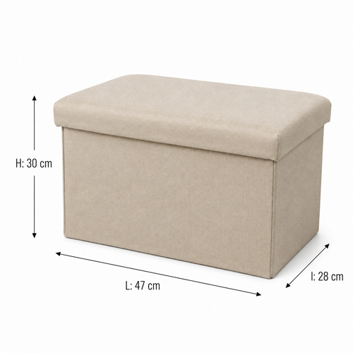 Banc coffre de rangement pliable - Beige
