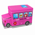Coffre de rangement pliable - Motif School Bus (Rose)