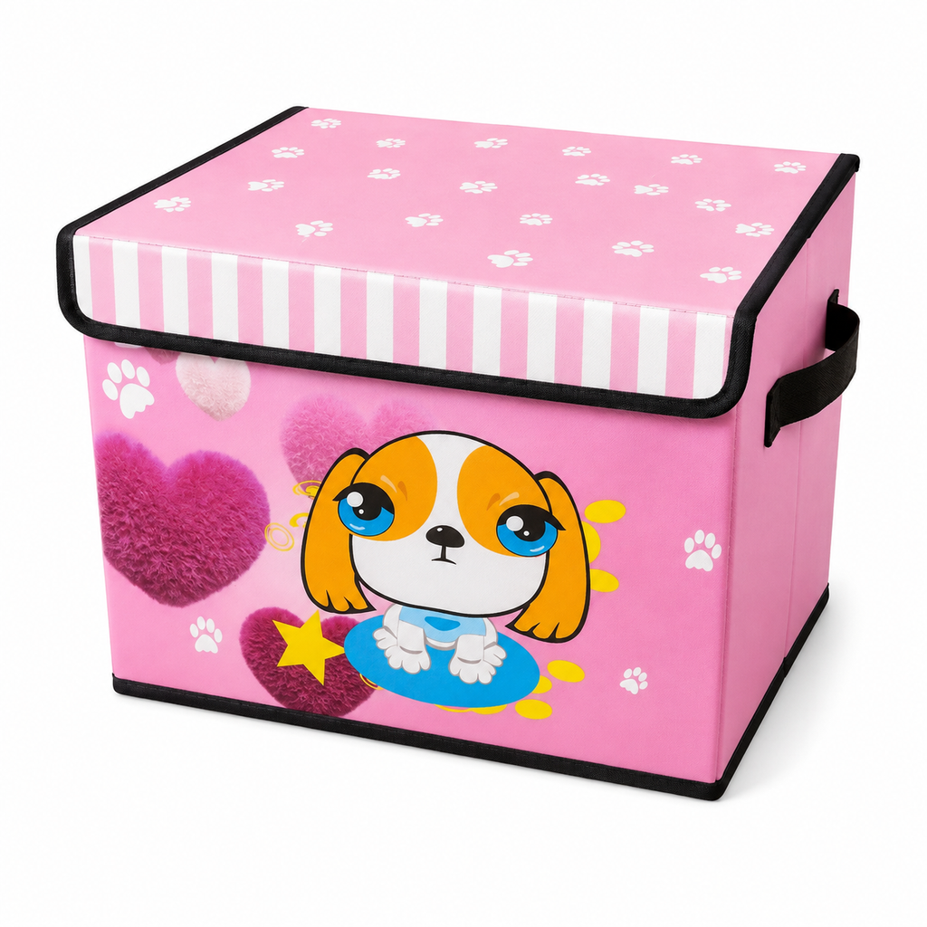 Coffre de rangement pliable - Motif Chien & Cœurs