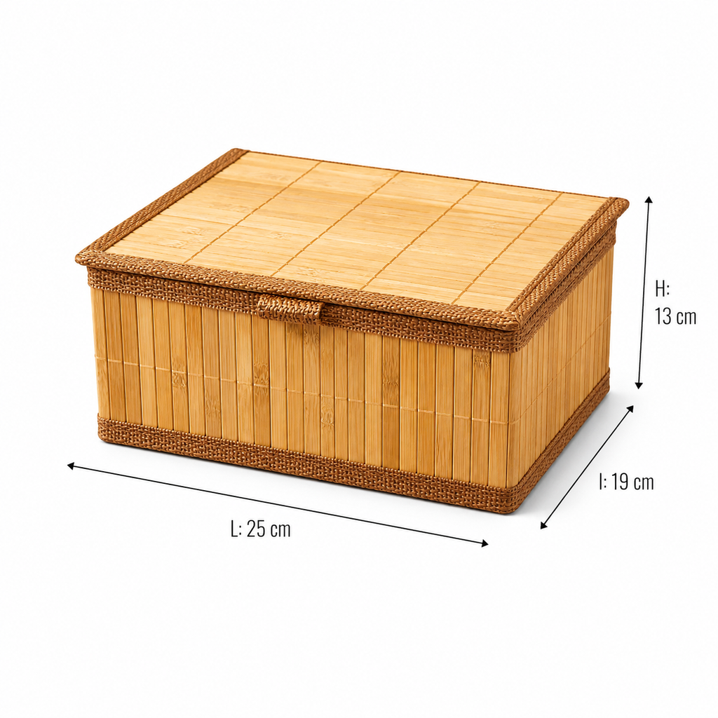 Coffre ou Boîte de rangement en bambou tressé