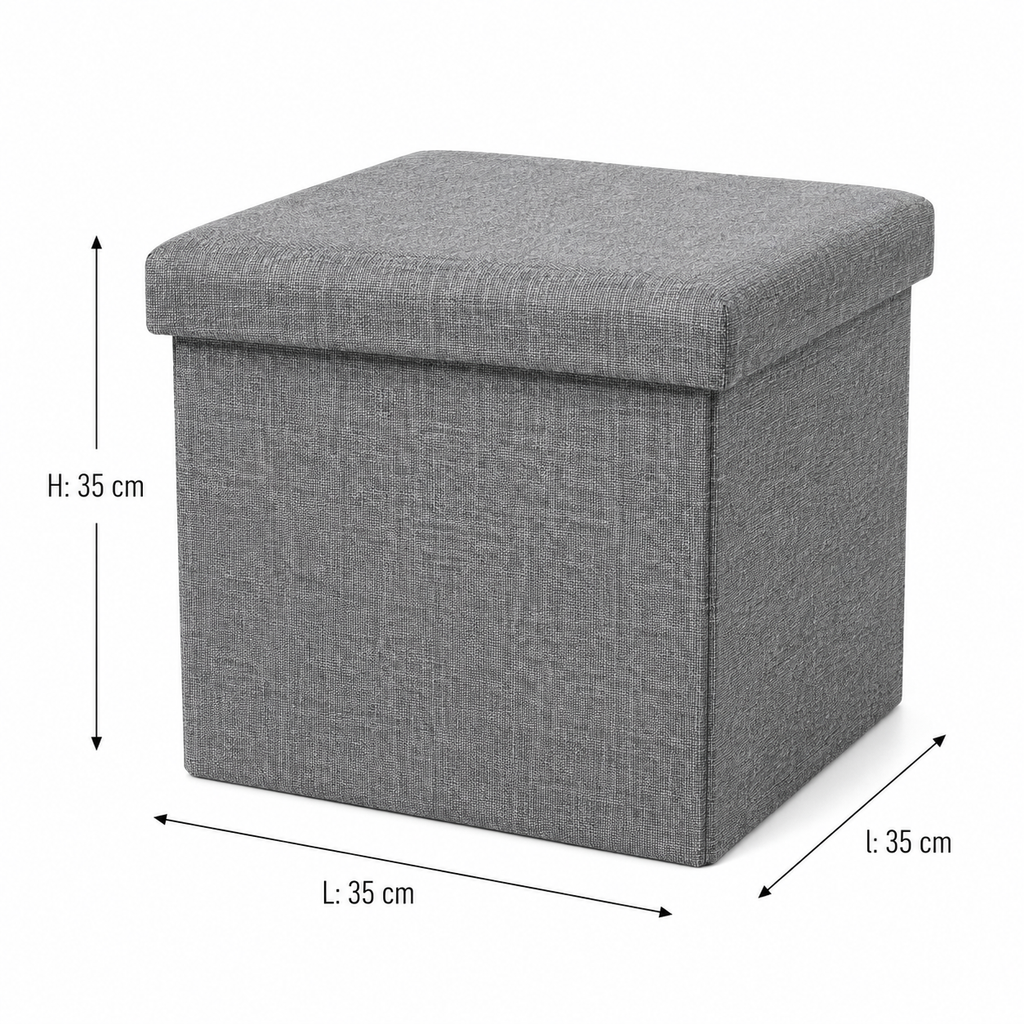 Pouf coffre de rangement pliable - Gris