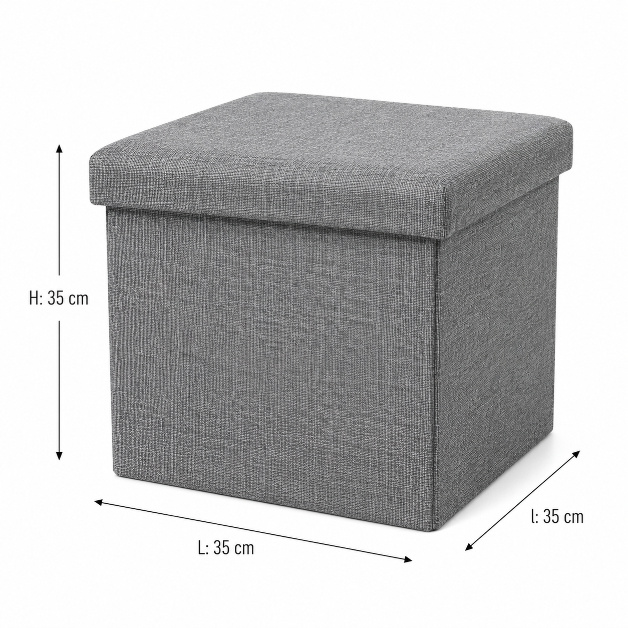 Pouf coffre de rangement pliable - Gris