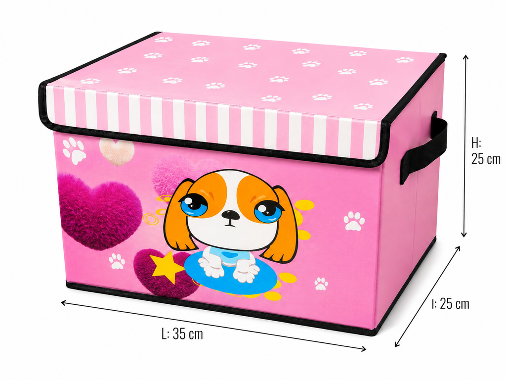 Coffre de rangement pliable - Motif Chien & Cœurs