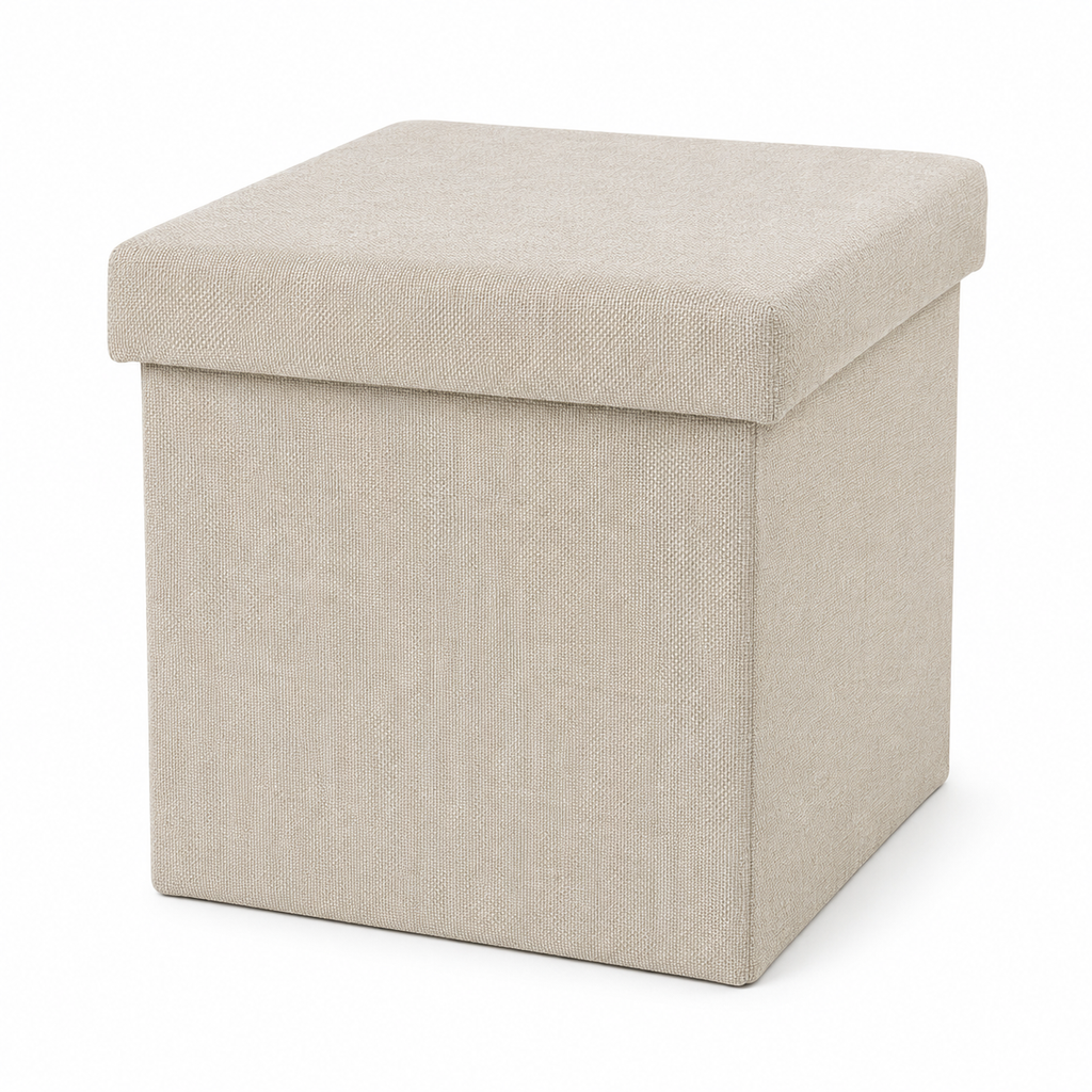 Pouf coffre de rangement pliable - Beige