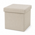 Pouf coffre de rangement pliable - Beige