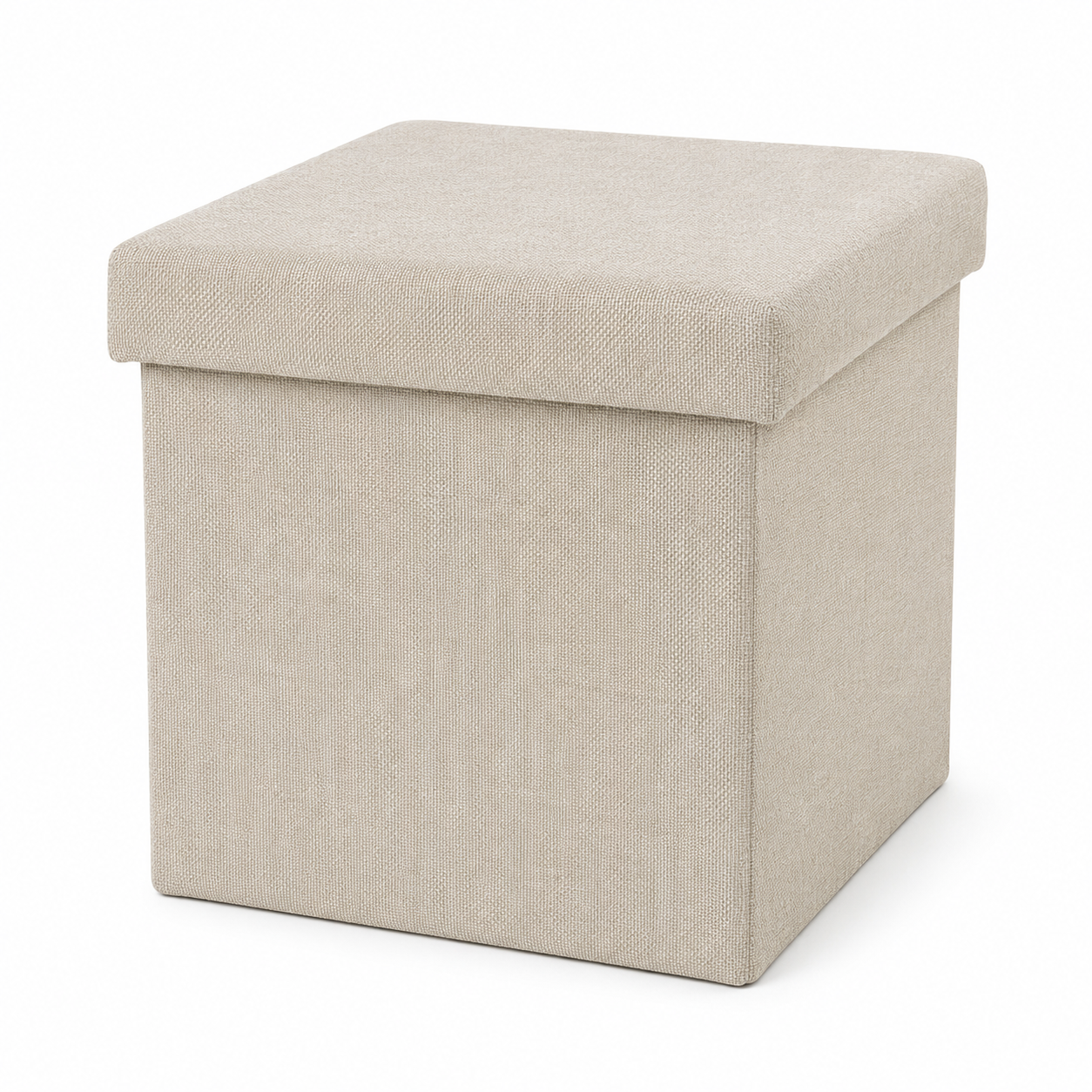 Pouf coffre de rangement pliable - Beige