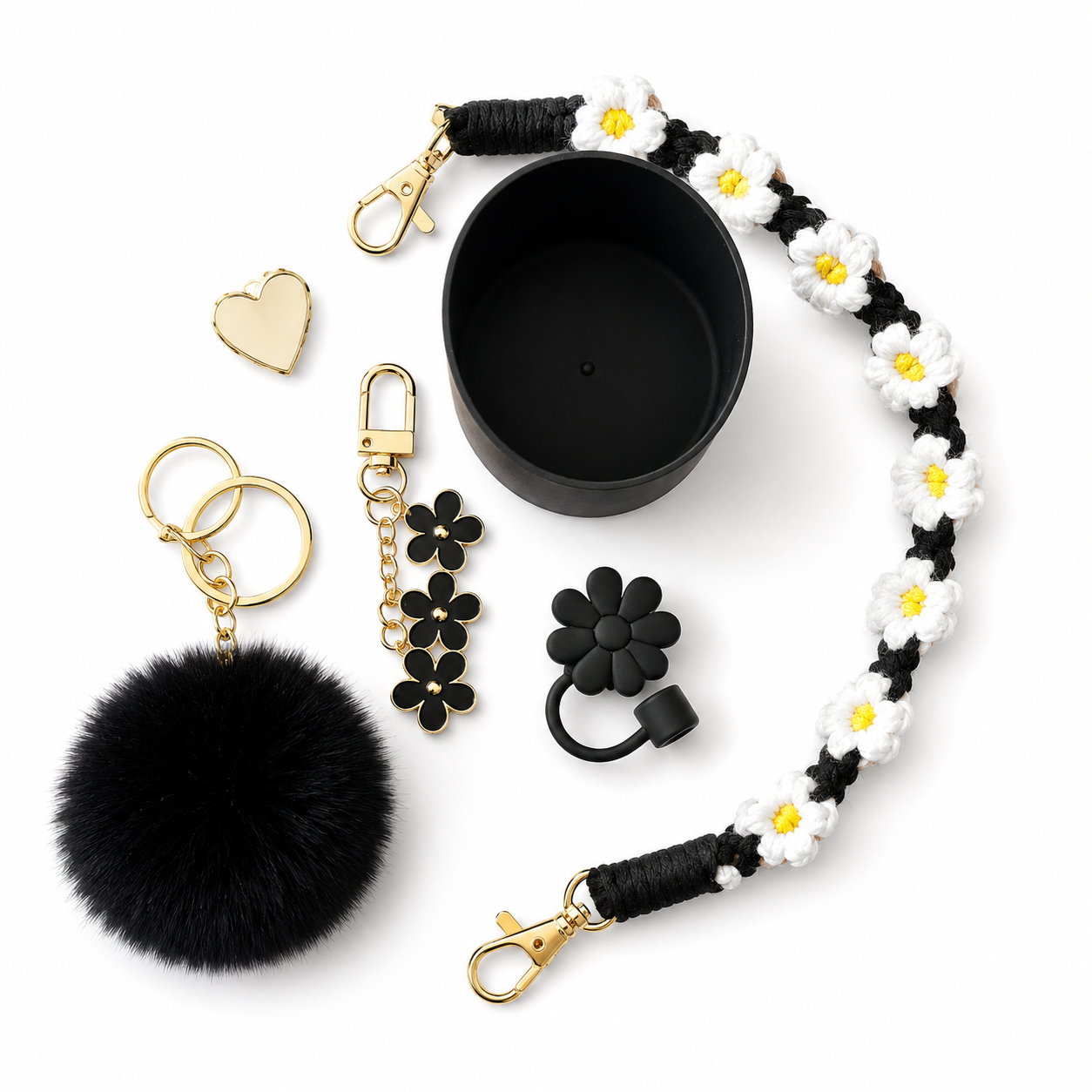 Kit Accessoires Gourde/ Gobelet 6-en-1 — Édition Fleurs