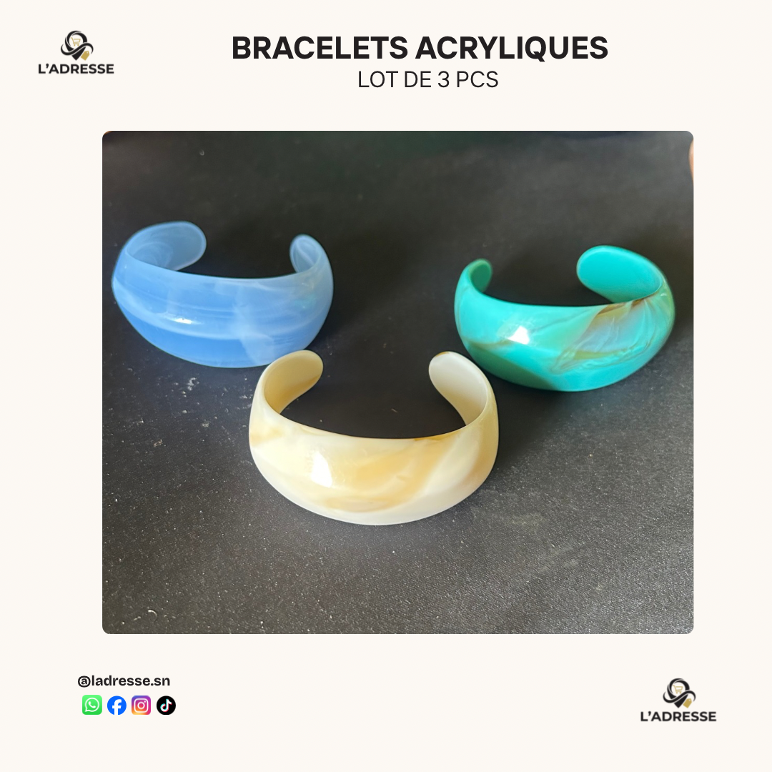 Lot de 3 Bracelets Manchettes Effet Marbré - Coloris Pastel/ WhatsApp pour plus de choix.