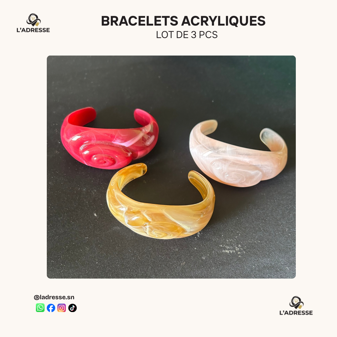 Lot de 3 Bracelets Manchettes Effet Marbré - Coloris Pastel/ WhatsApp pour plus de choix.