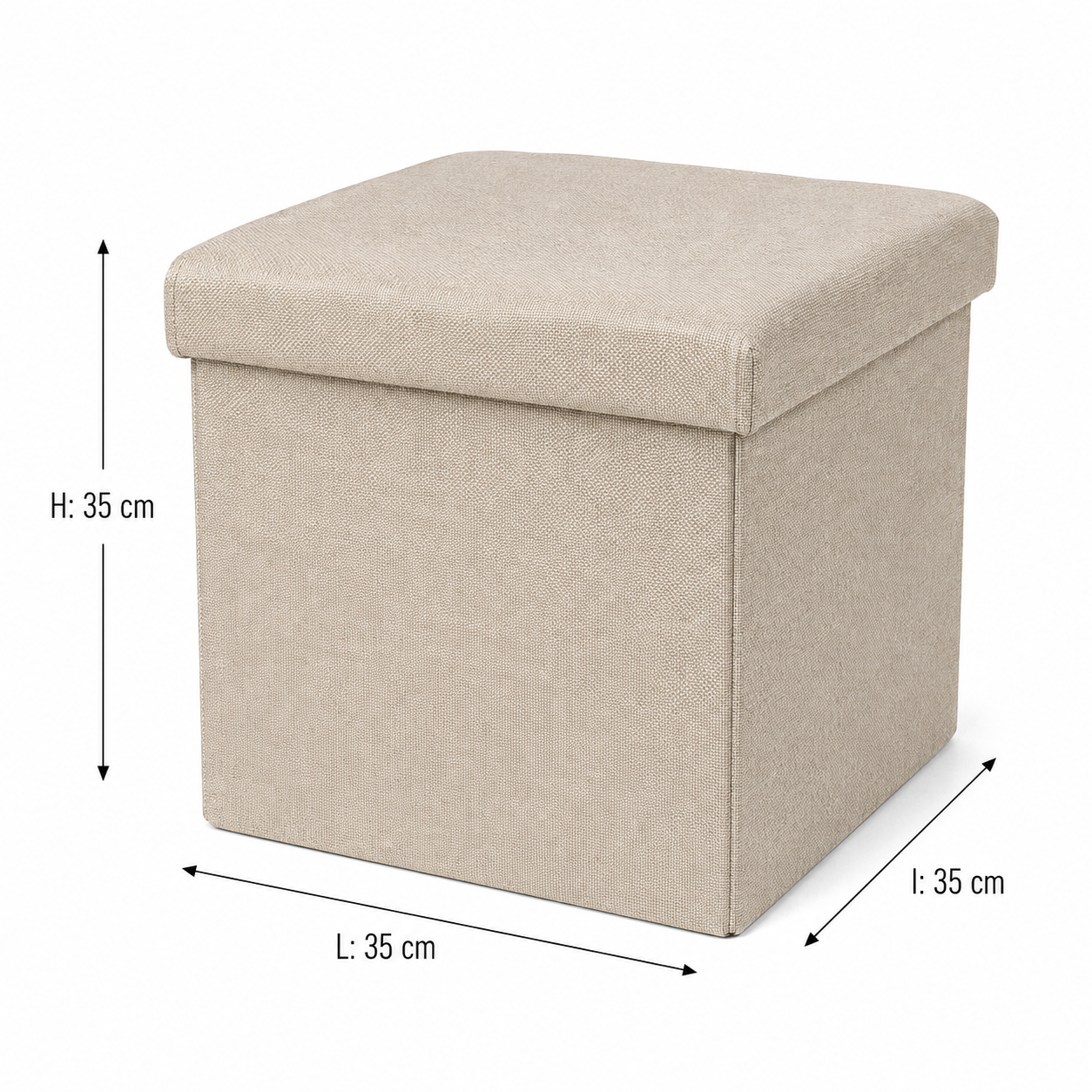 Pouf coffre de rangement pliable - Beige