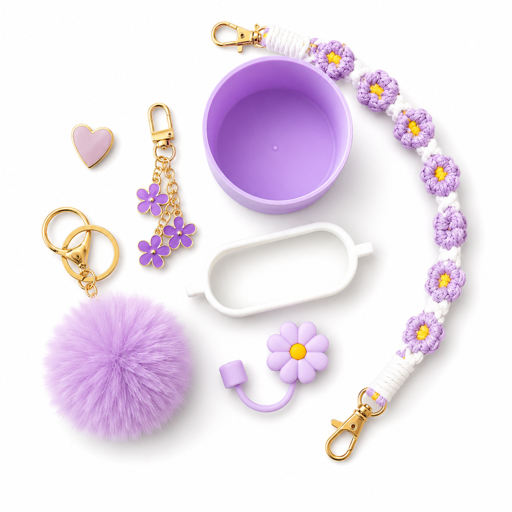 Kit Accessoires Gourde/ Gobelet 6-en-1 — Édition Fleurs
