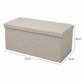 Grand banc coffre de rangement pliable 2 Places - Beige