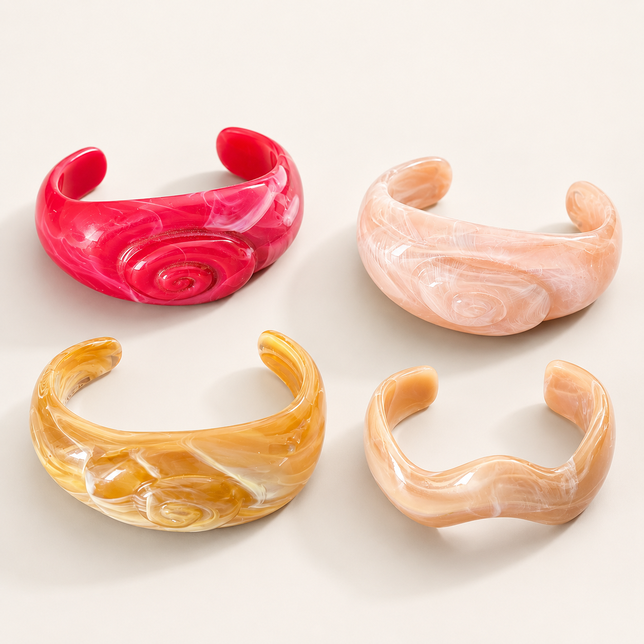 Lot de 3 Bracelets Manchettes Effet Marbré - Coloris Pastel/ WhatsApp pour plus de choix.