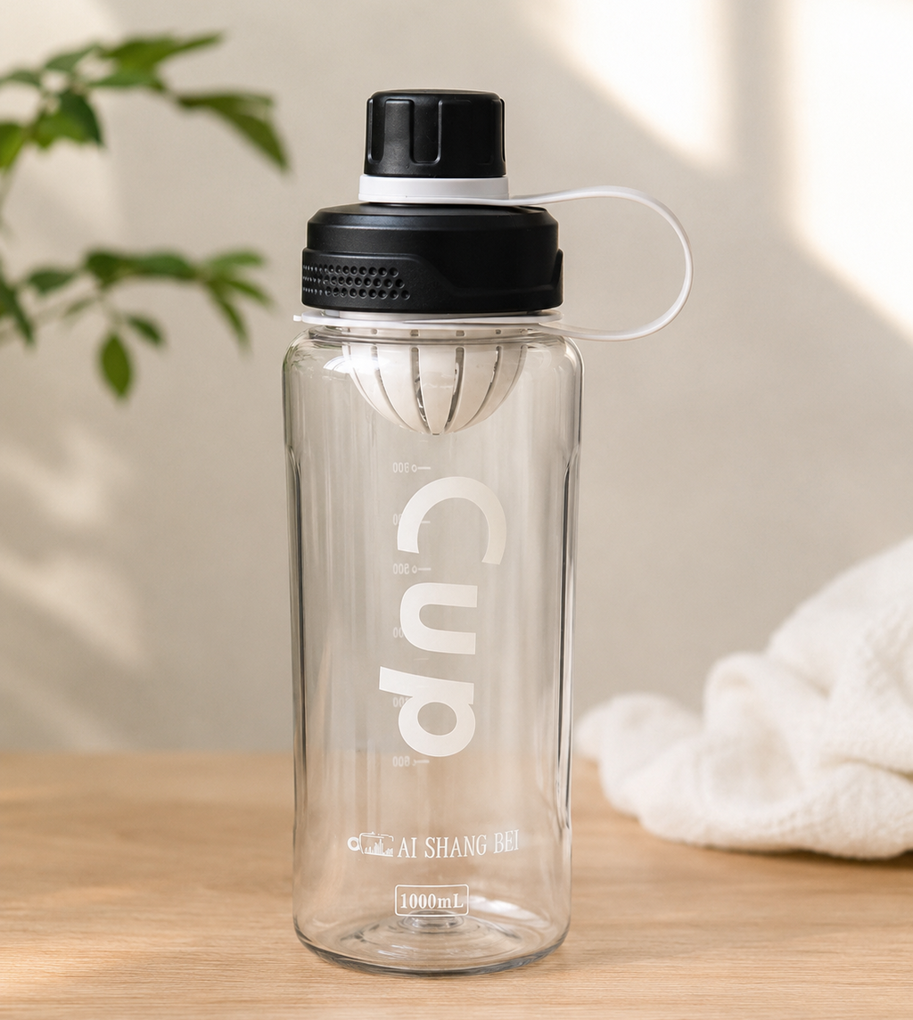Lot de 2 Grandes Gourdes Transparentes 1L/800 ml- Graduée