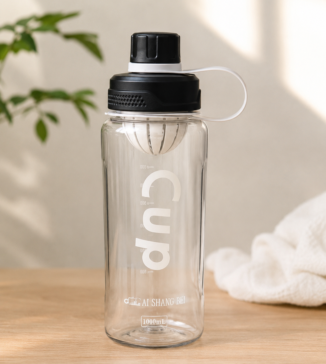 Lot de 2 Grandes Gourdes Transparentes 1L/800 ml- Graduée